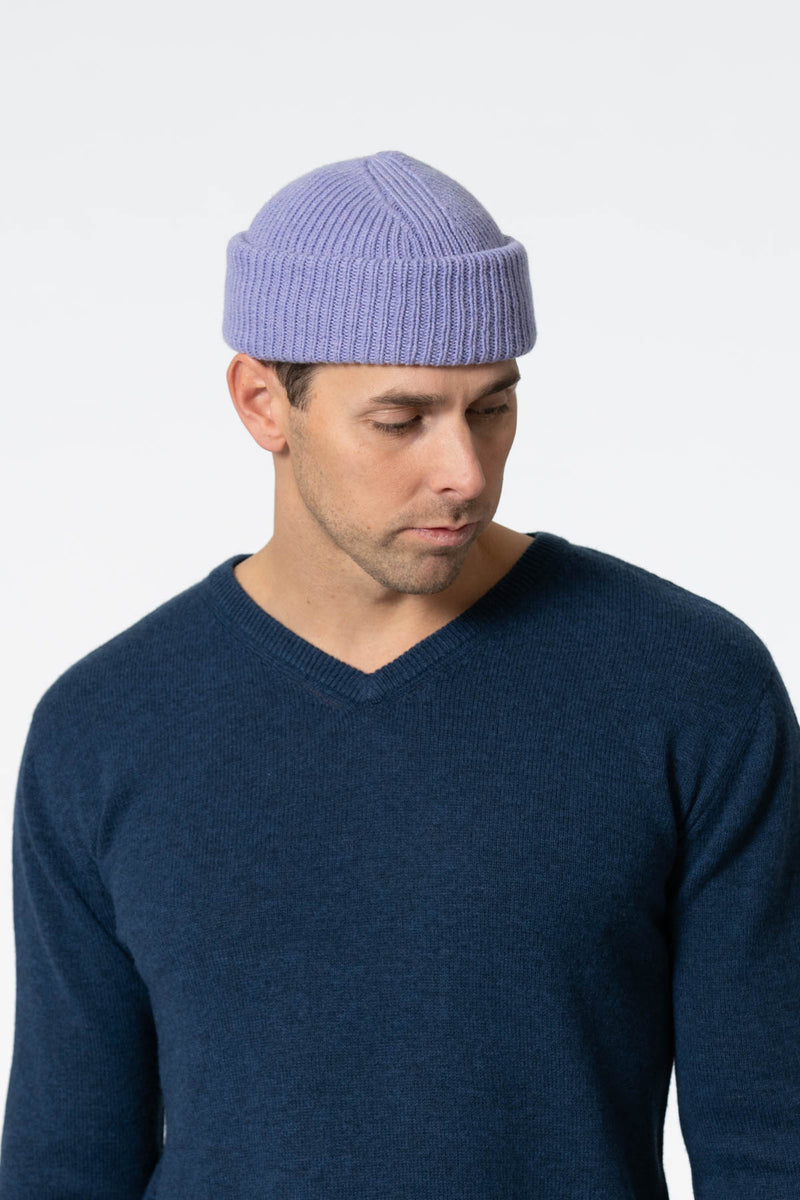 Merino Handknit Rib Hat - Lavender