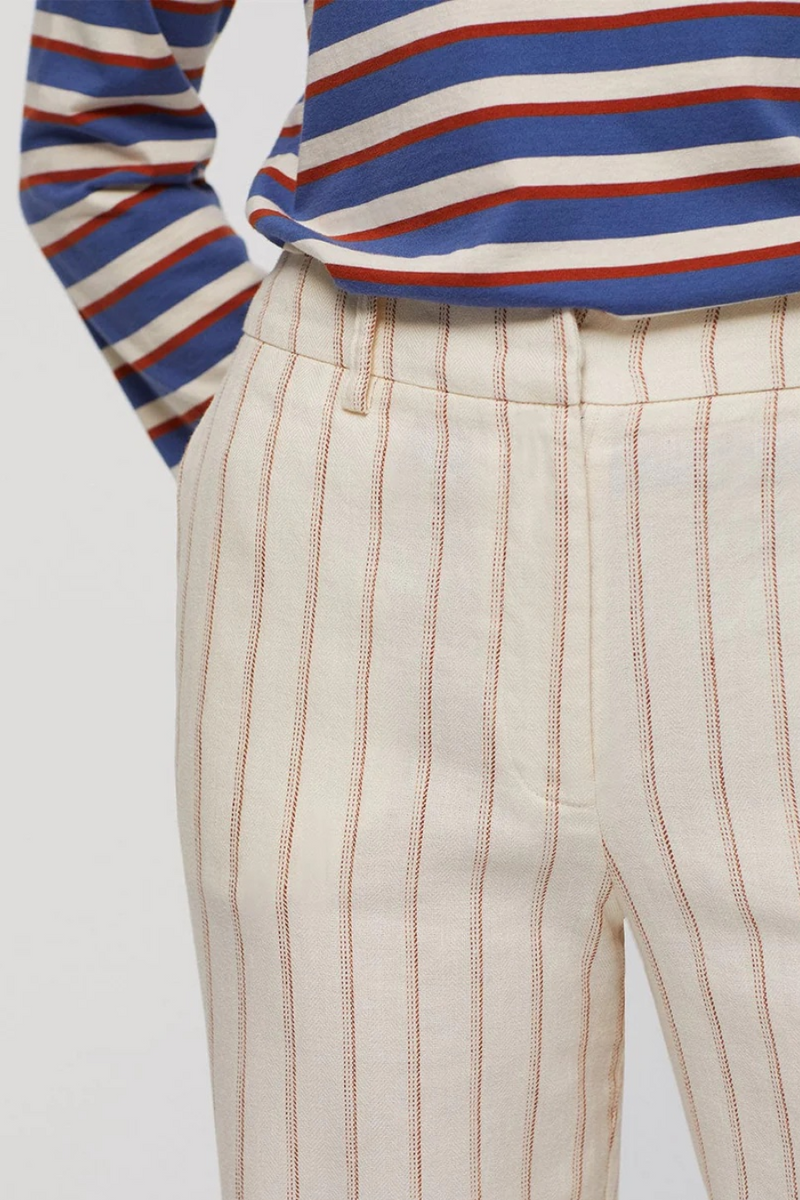 Striped Linen Pant - Dark Ecru
