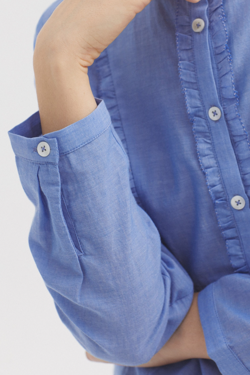 Ruffled Chambray Shirt