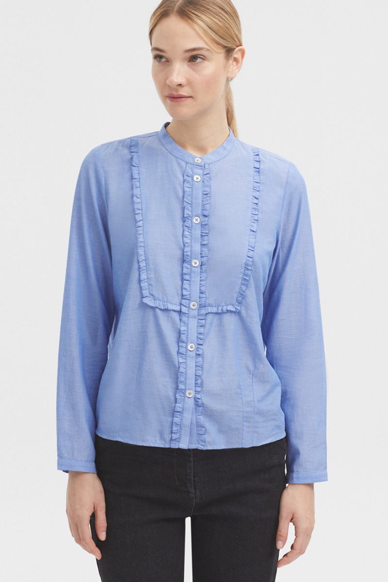 Ruffled Chambray Shirt