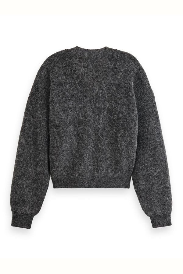 Fuzzy Relaxed Cardigan Charcoal