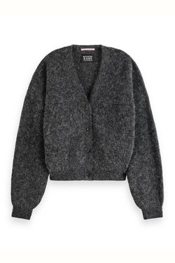 Fuzzy Relaxed Cardigan Charcoal