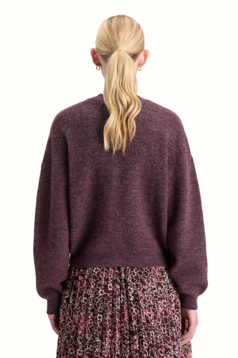 Relaxed Fit Fuzzy Cardigan Berry