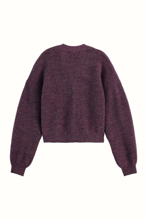 Relaxed Fit Fuzzy Cardigan Berry