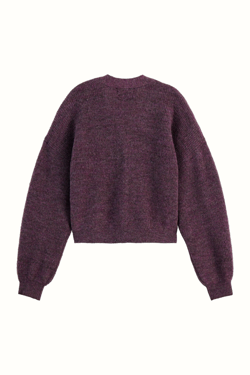 Relaxed Fit Fuzzy Cardigan Berry