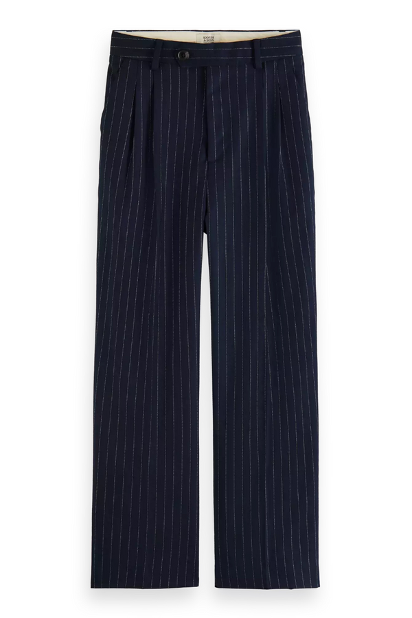 Loose tapered fit pinstripe trousers