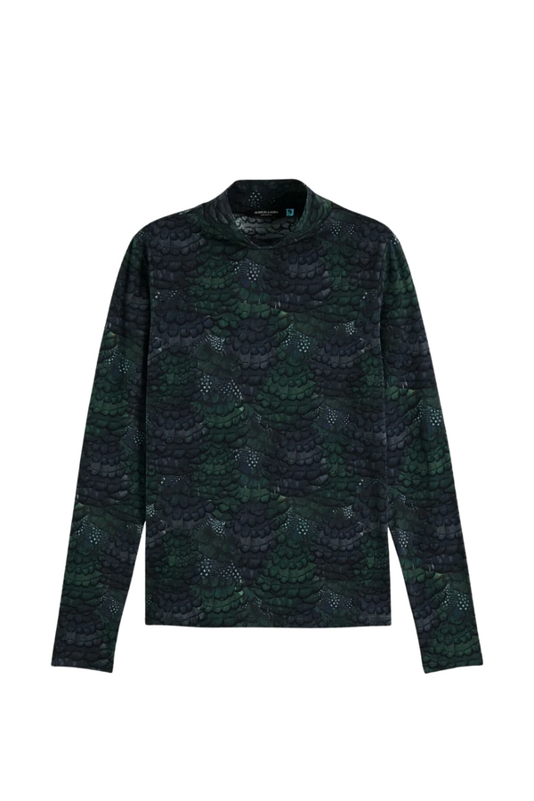 All Over Print Mock Neck Tee