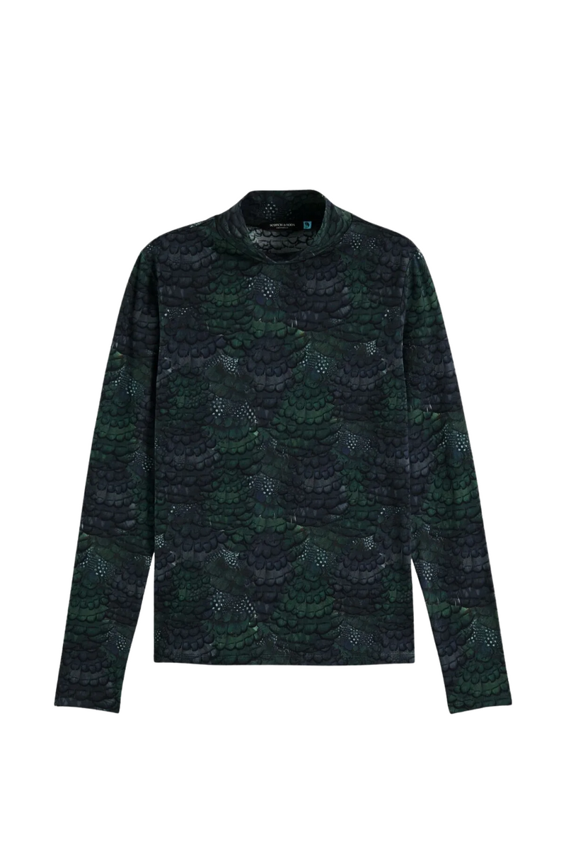 All Over Print Mock Neck Tee