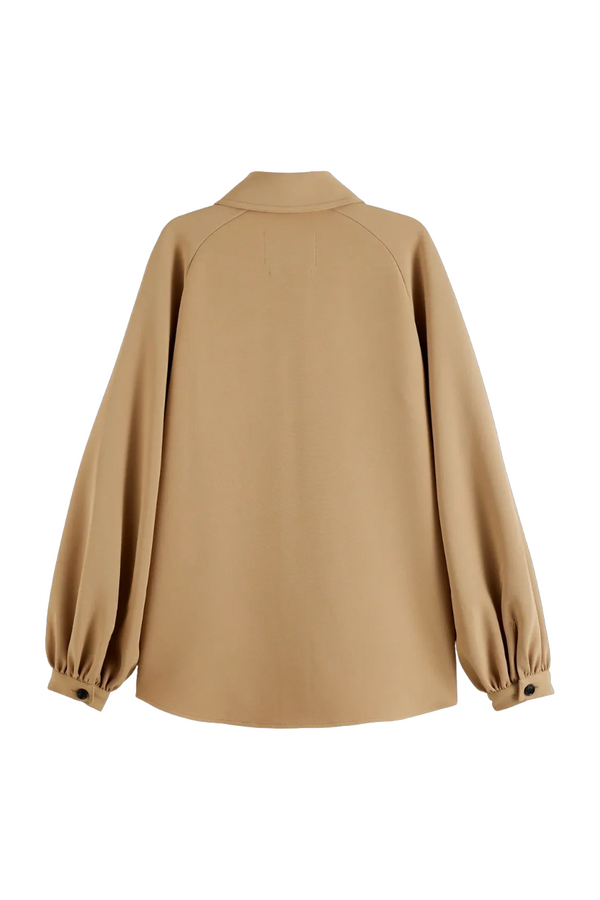 Crepe Peasant Sleeve Overshirt
