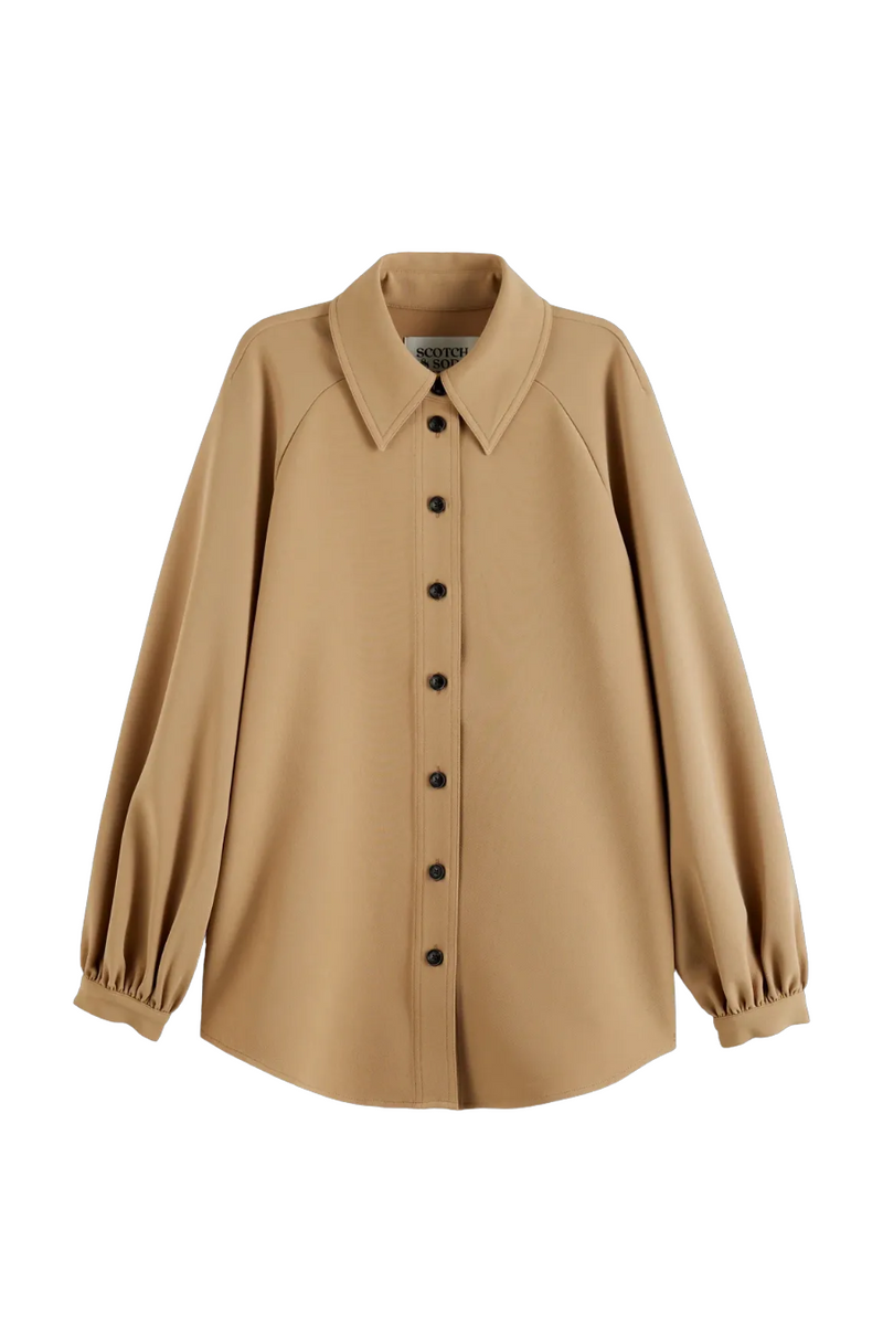 Crepe Peasant Sleeve Overshirt