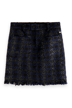 Boucle Tweed Check High Rise Mini Skirt