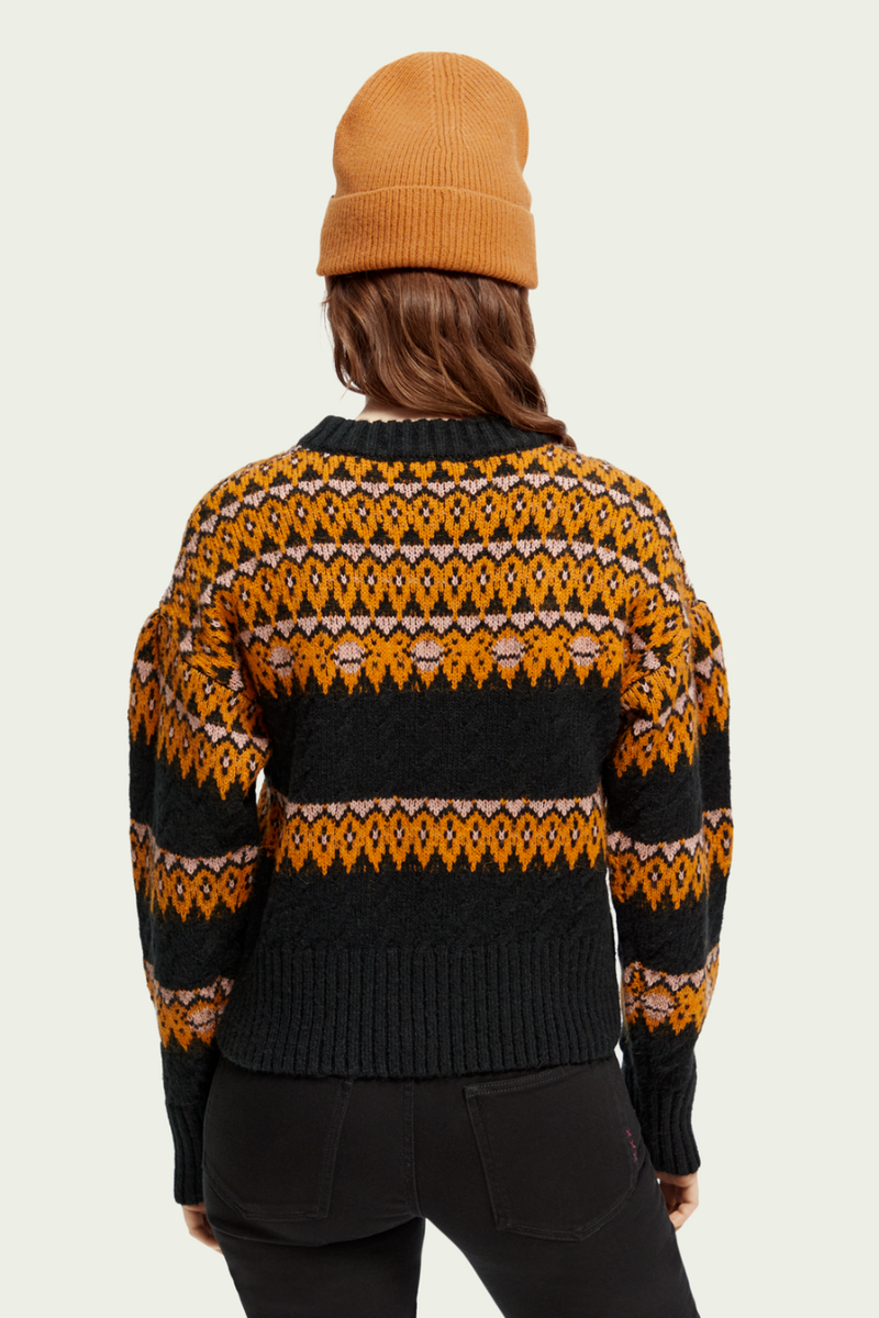 Cable knit Fair Isle sweater