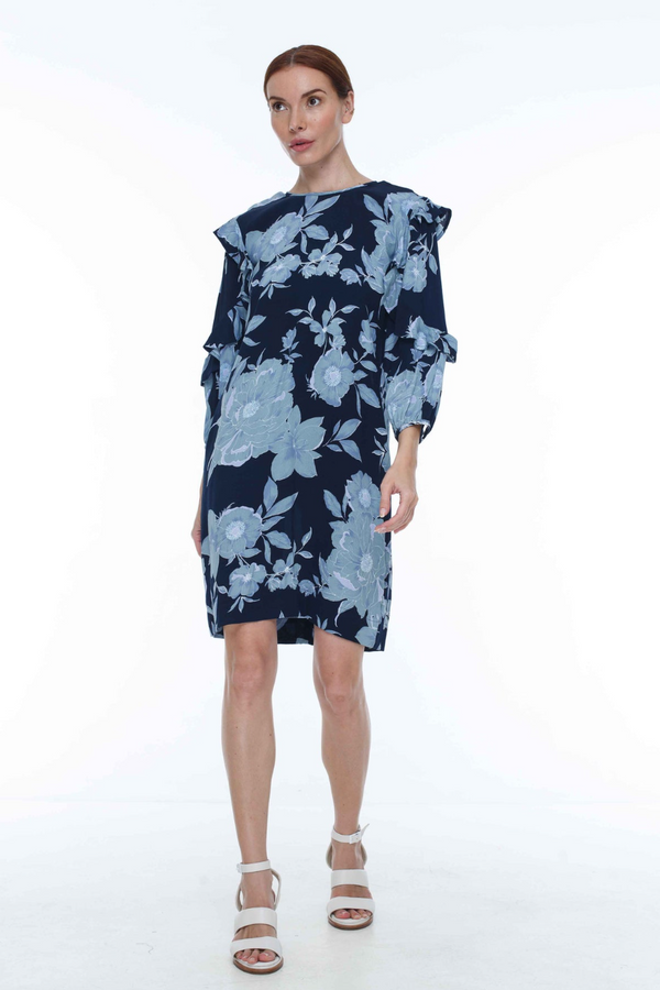 Blak Amber Dress - Navy/Blue Print