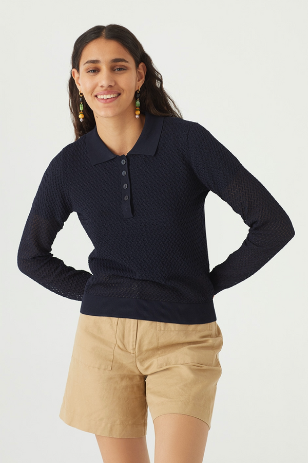 Nice Things Summer Polo Jumper Navy 
