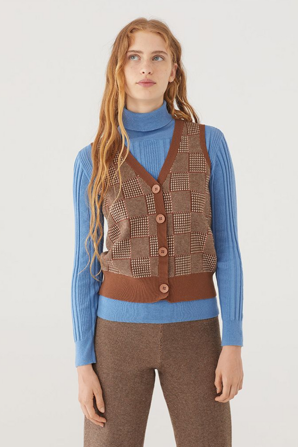 Nice Things - Checked Jacquard Vest