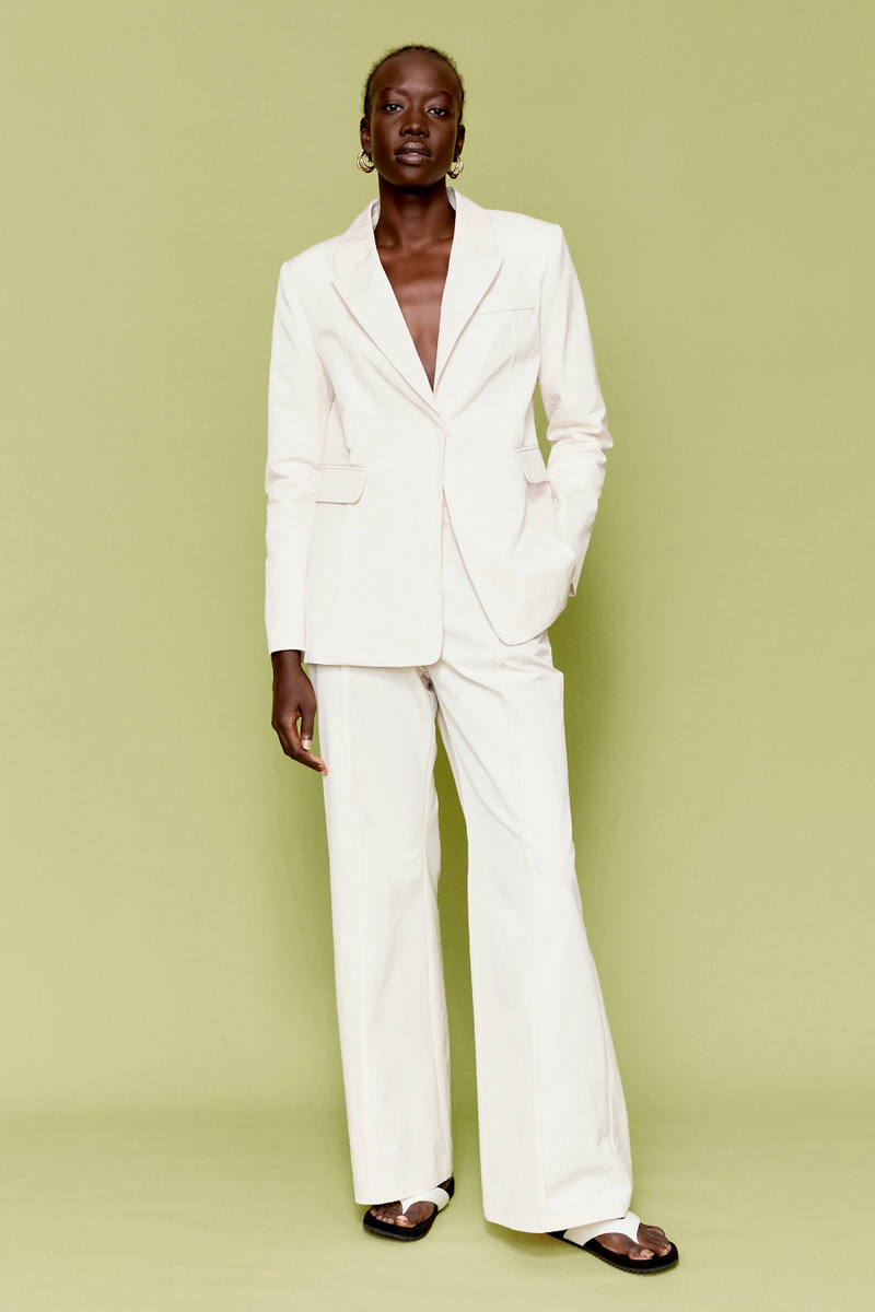 Thea Jacket - Soft White Wool Silk Linen